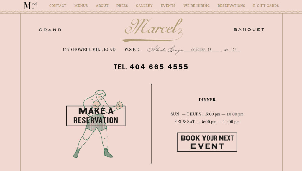 Marcel website design screenshot