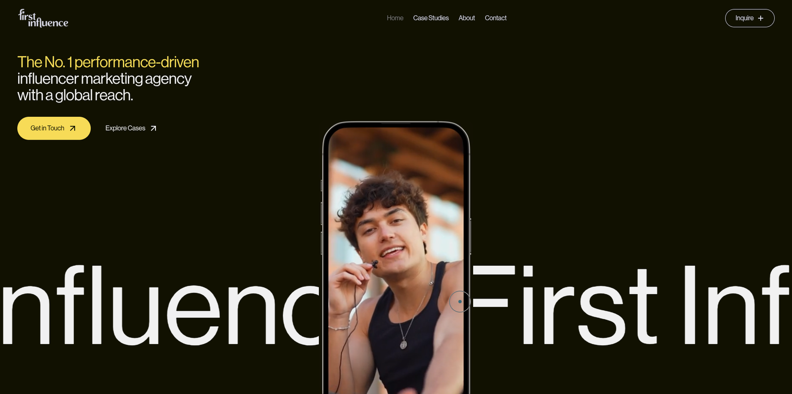 First Influence hero section